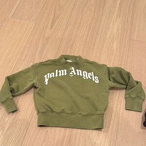 Palm Angels Khaki Sweatshirt with White Logo